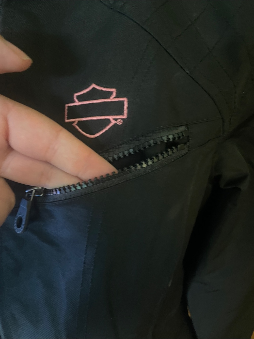 Harley-Davidson Black Utility Jacket with Back Pink Bling Emblem - Picture 4 of 9